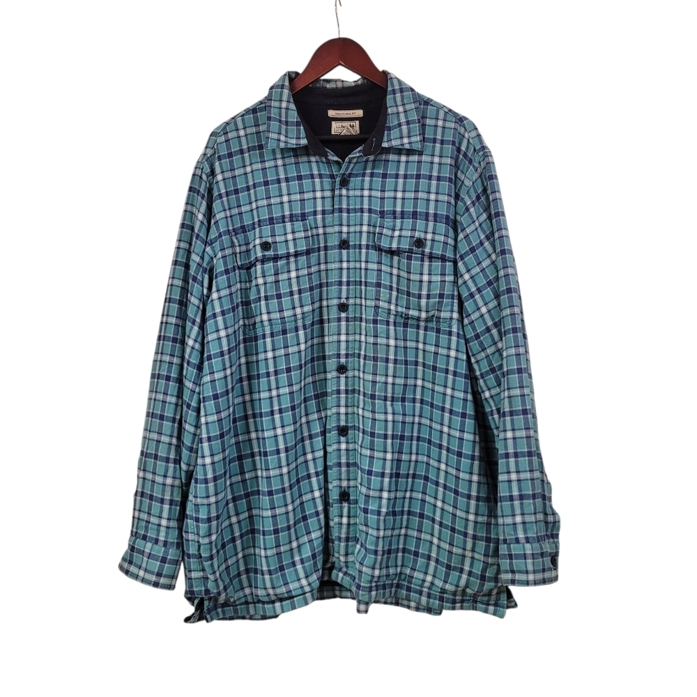 L.L. Bean Traditional Flannel Fleece Lined Shirt Jacket Size XL Plaid Shacket